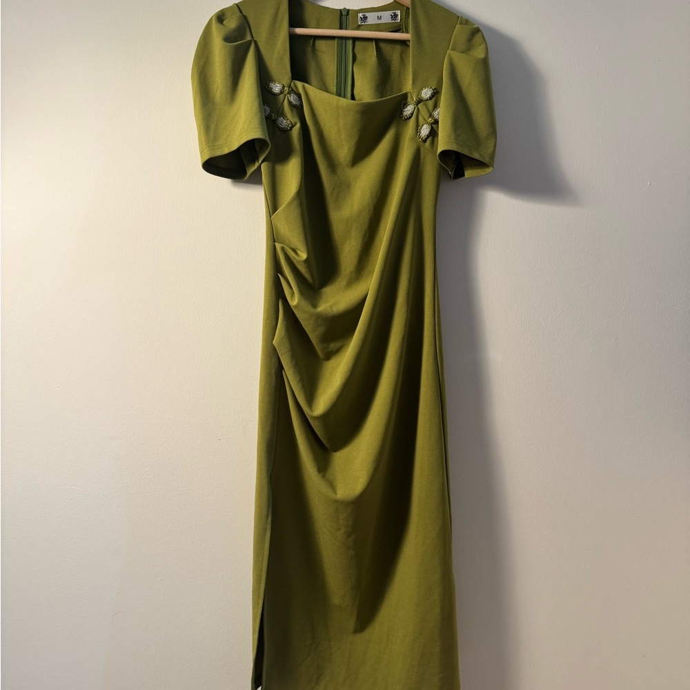 Elegant Olive Green Dress